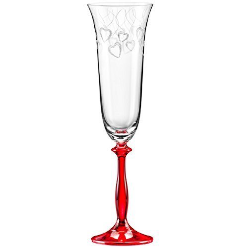 Sektglas      2 x 190 ml      Love (Herze oben, roter Fuß)