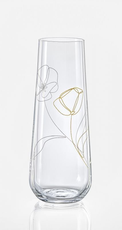Prosecco Blooming Meadow Kristallglas 2 verschiedene Dekorationen gold Platin 250 ml 4er Set