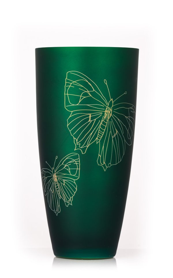 Vase Meadow Smaragdgrün matt Goldmetallic Kristallglas 300 mm