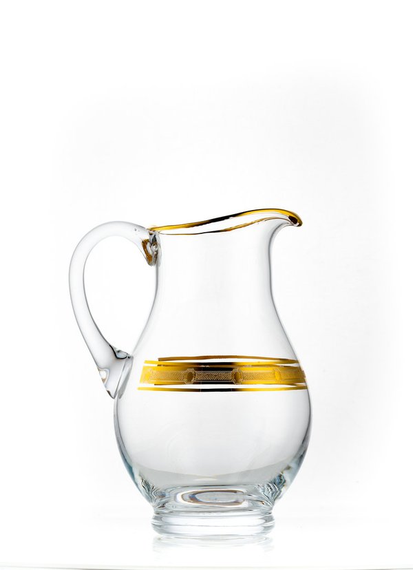 Wasserset Lemonade Gold 7 teilig Set  Kristallglas sechs Wassergläser + eine Kanne