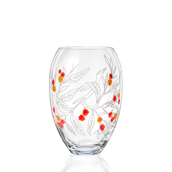 Vase  Vogelbeere Kristallvase mit Tupfer-Technik    225 mm