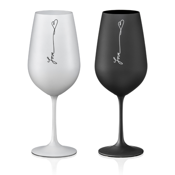 Weingläser Love Kristallglas in schwarz-weiß 550 ml 2er Set