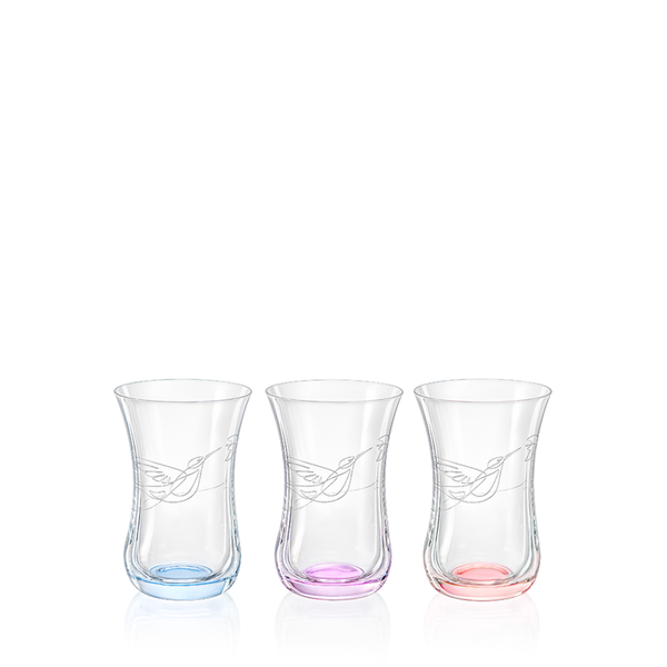 Teegläser Colibri Gläser - Mini Nektar Gravur in 6 unterschiedlichen Farben 120 ml 6 er Set