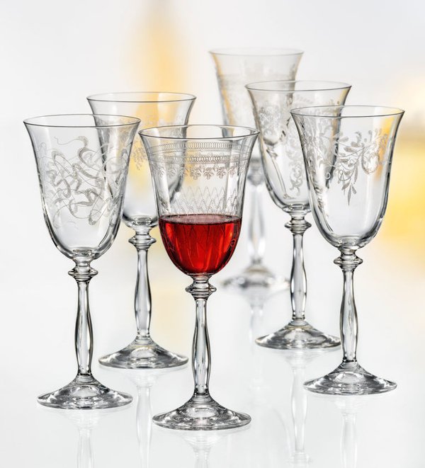 Rotweinglas Royal 350 ml 1er Set Einzelglas verschiedene Ornamenten    B-Ware !!!