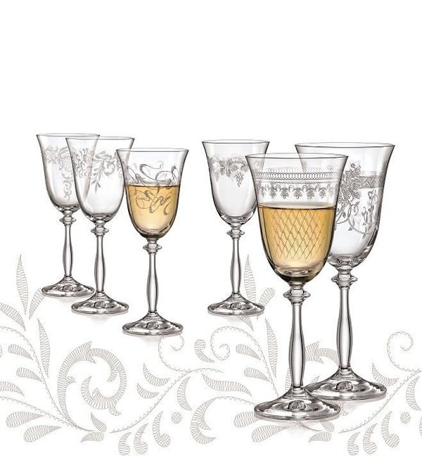 Weißweinglas Royal 250 ml 1er Set Einzelglas verschiedene Ornamenten    B-Ware !!!